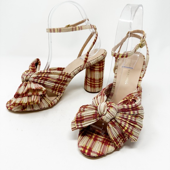 Loeffler Randall Camellia Bow Heel In Cranberry Plaid US 8 - Picture 4 of 15